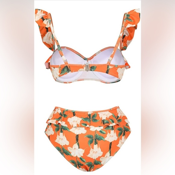 3Pieces Wrap Skirt Swim Top Tummy Control Bikin Bottom Mesh Sheer Cover Ups - Picture 2 of 7